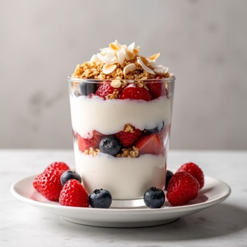 Greek Yogurt Parfait with Berries and Crunchy Almond Granola