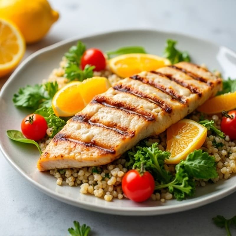Grilled Chicken Breast Salad with Quinoa and Citrus Vinaigrette