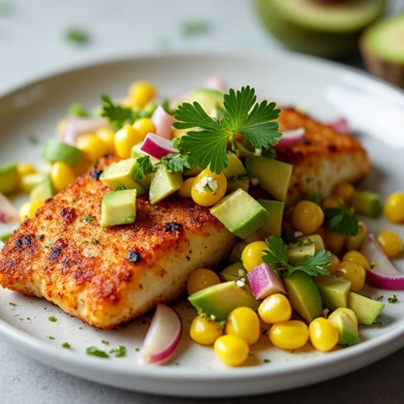 Crispy Blackened Cod with Fresh Avocado Corn Salsa