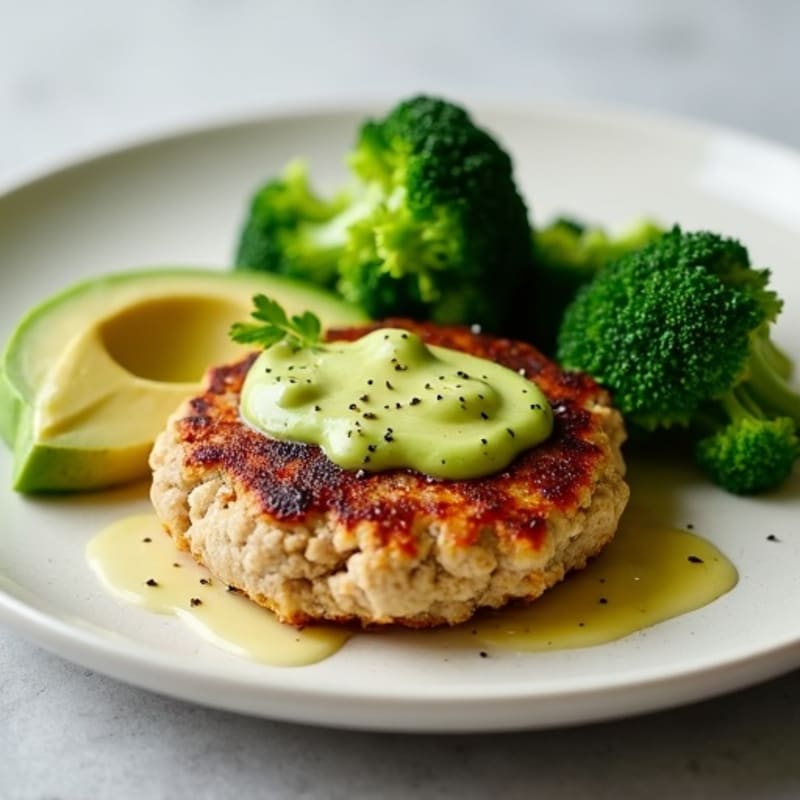 Seared Turkey Patties with Steamed Broccoli