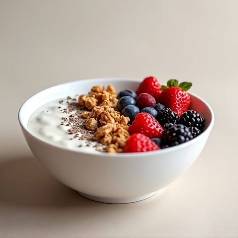 Creamy Greek Yogurt Bowl with Protein Granola and Mixed Berries