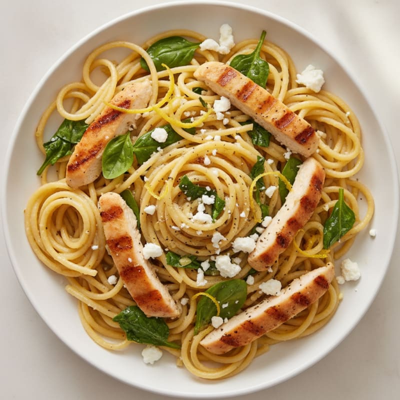 Spaghetti with Lemon, Basil and Feta