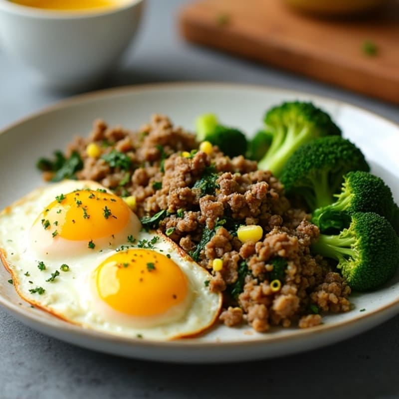 Crispy Beef and Spinach Egg Scramble