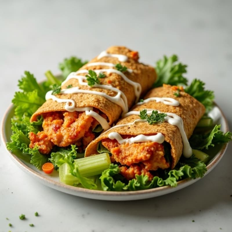 Crispy Buffalo Chicken Wraps with Fresh Greens