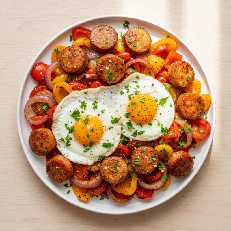Crispy Sheet Pan Sausage and Eggs