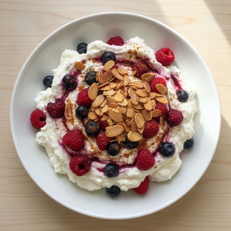 Greek Yogurt Protein Pudding with Mixed Berries