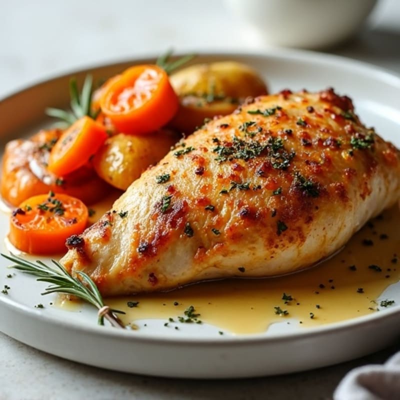 Crispy Herb-Roasted Chicken with Roasted Root Vegetables