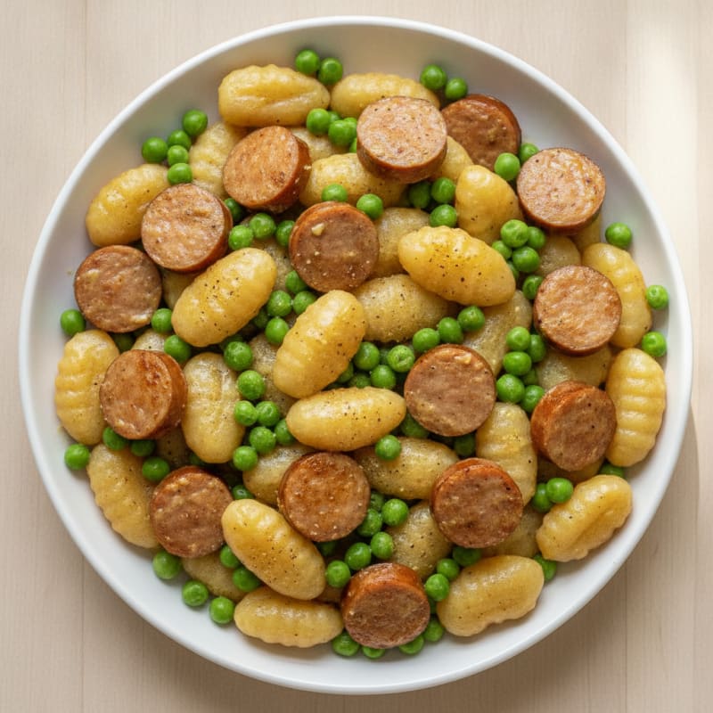 Chicken Sausage Gnocchi with Peas
