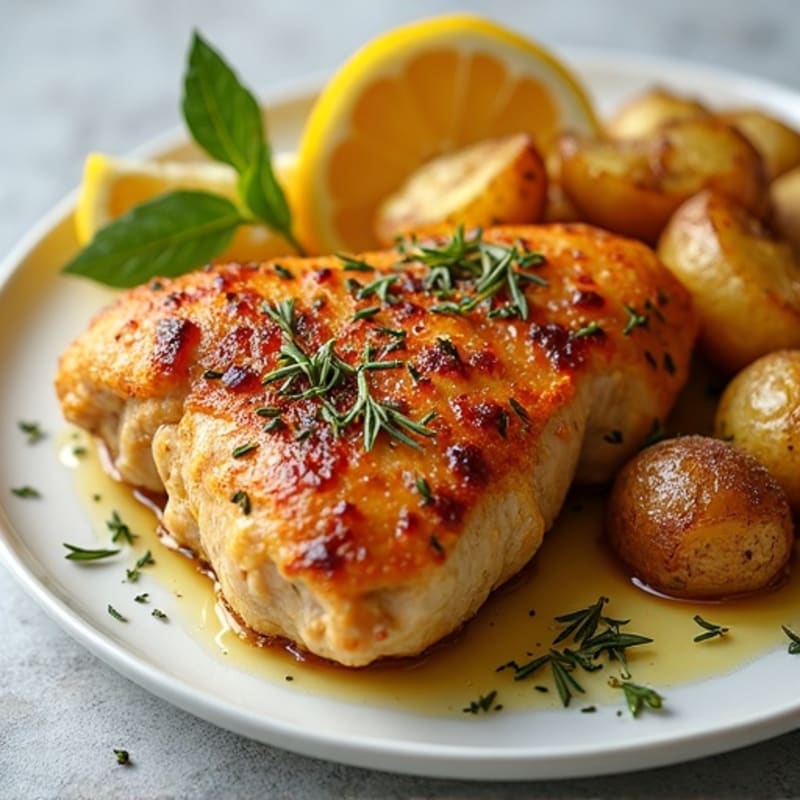 Crispy Lemon Herb Roasted Chicken and Potatoes