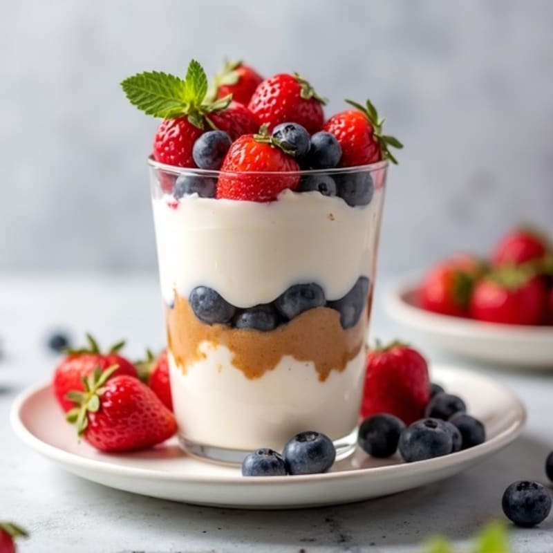 Greek Yogurt Protein Parfait with Mixed Berries and Almond Butter