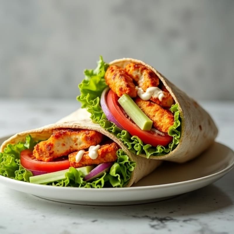 Buffalo Chicken Wraps with Fresh Veggies