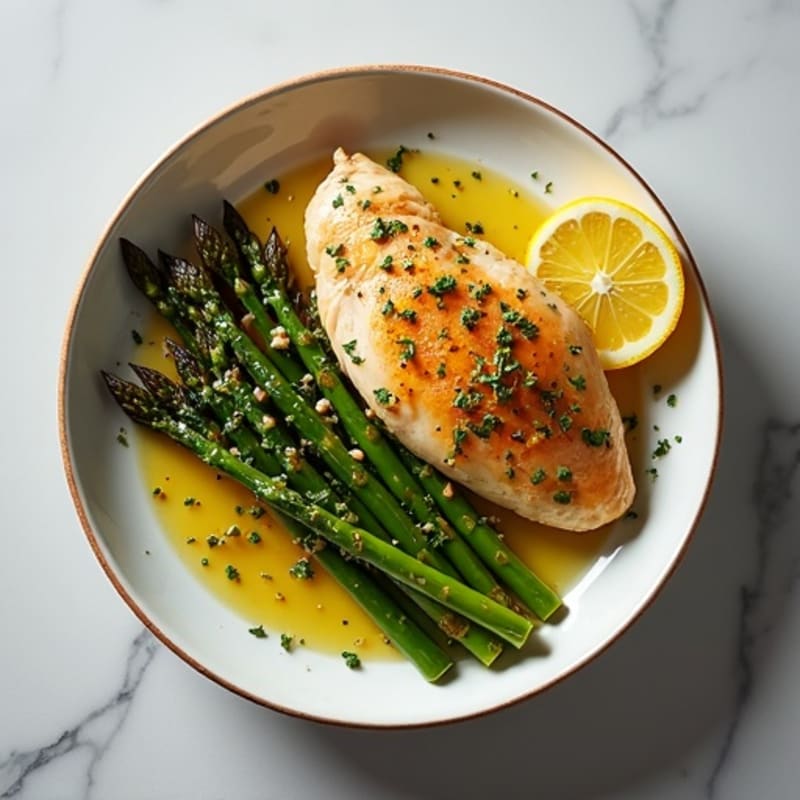 Lemon Herb Roasted Chicken with Crispy Roasted Asparagus