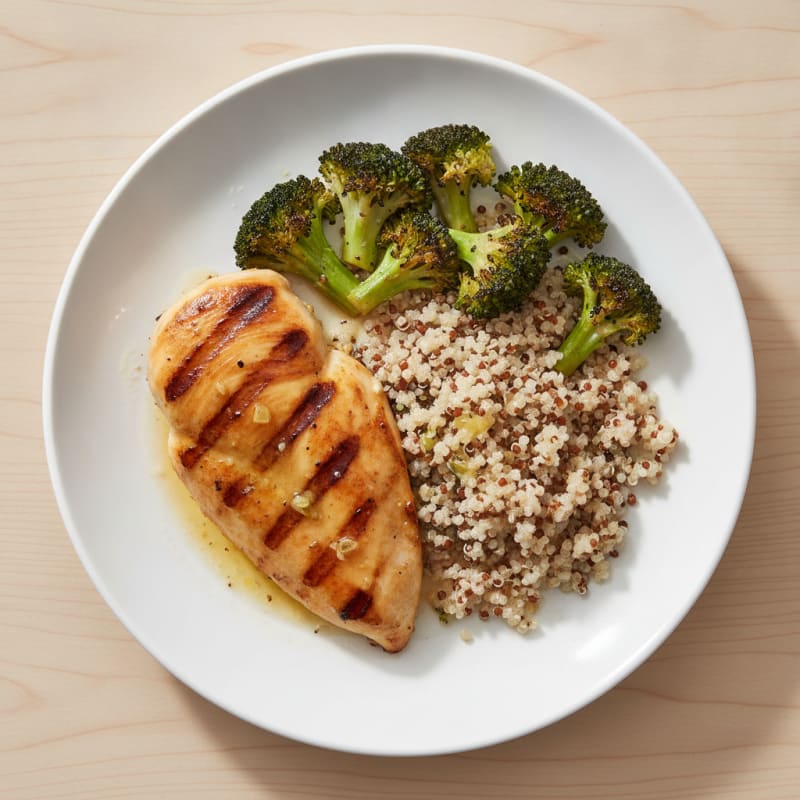 Grilled Chicken Breast with Roasted Broccoli and Quinoa