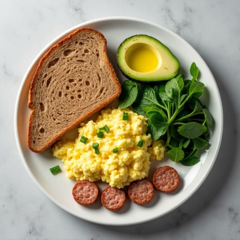 Egg White and Turkey Sausage Scramble with Spinach