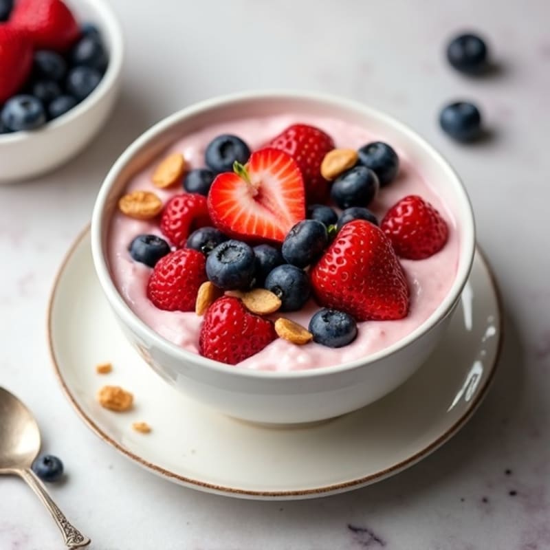 Creamy Greek Yogurt Protein Bowl with Mixed Berries and Almond Butter