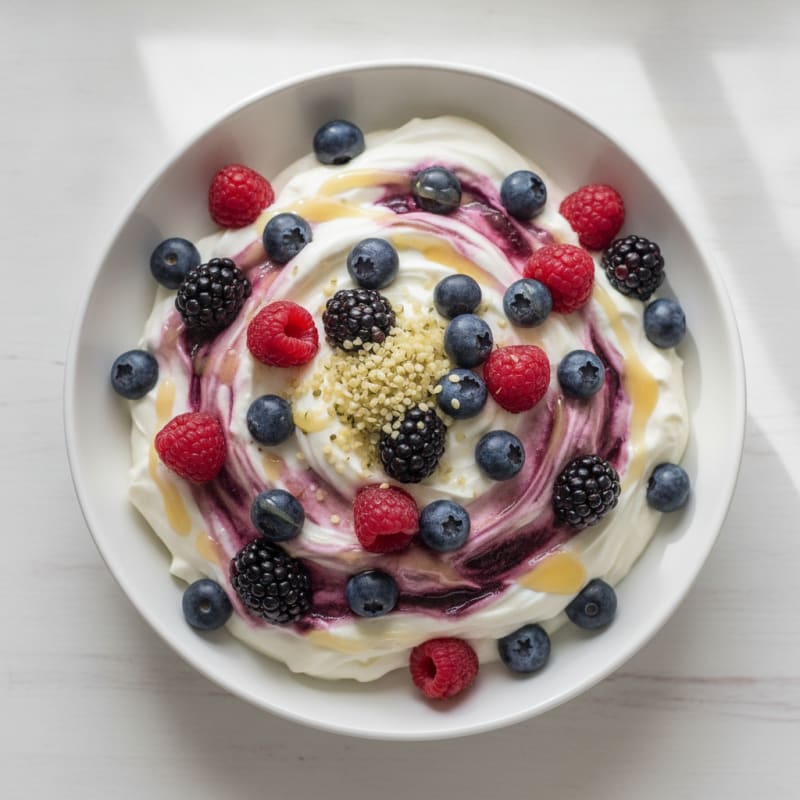 Silky Greek Yogurt Protein Mousse with Mixed Berries