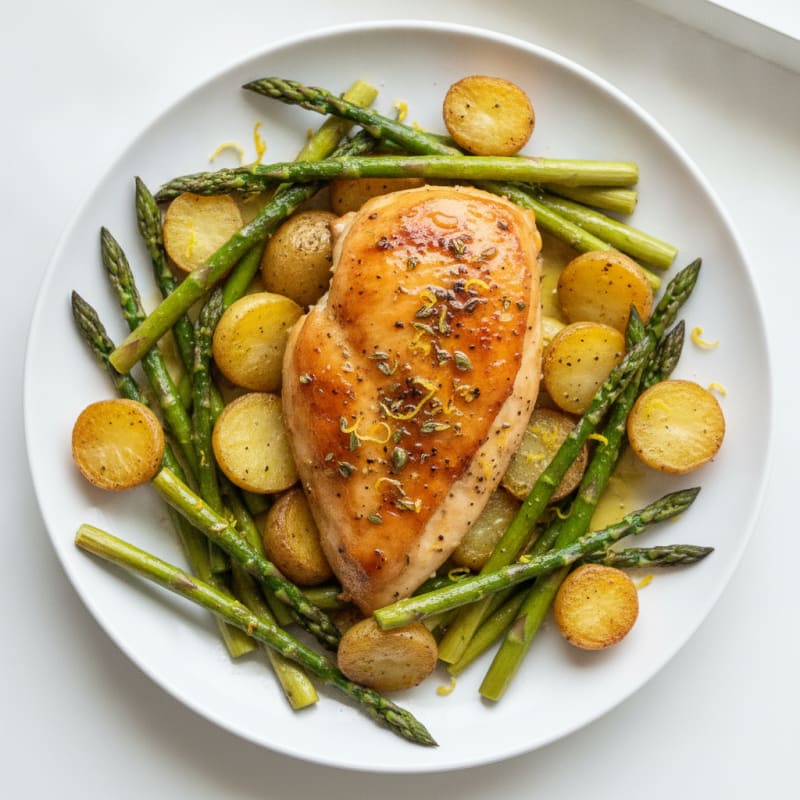 Lemon Herb Roasted Chicken with Asparagus