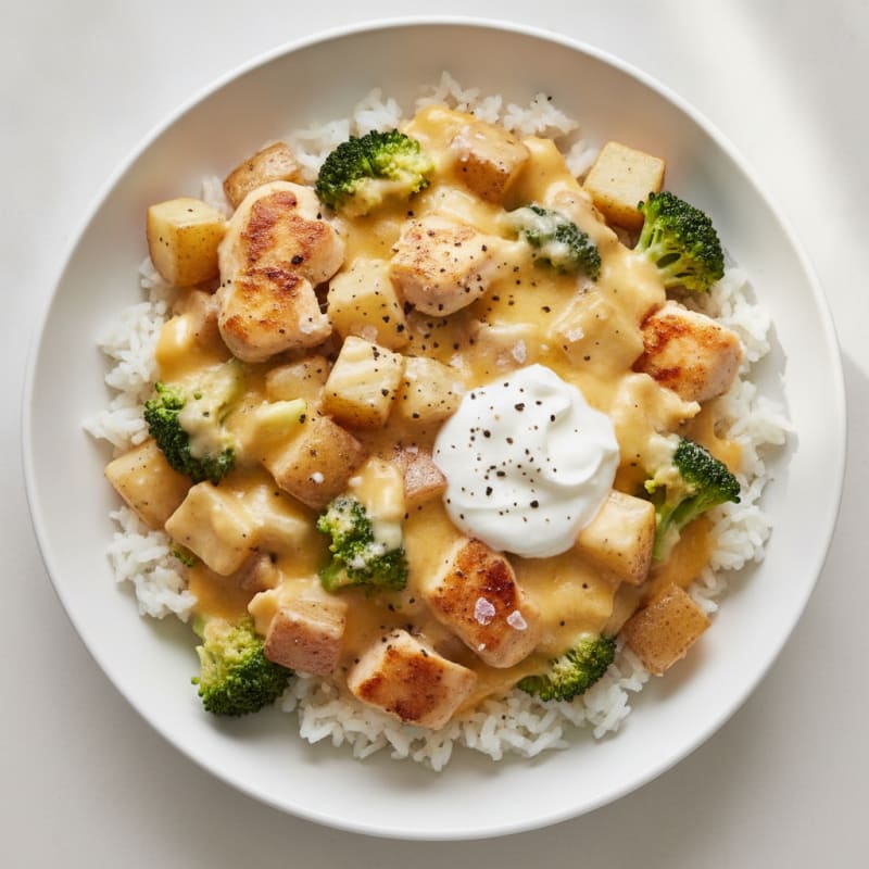 Cheesy Chicken and Broccoli Rice Bowl