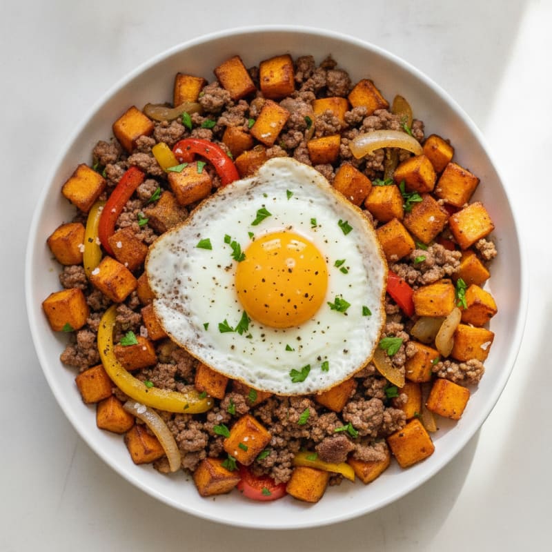 Ground Sirloin and Sweet Potato Hash