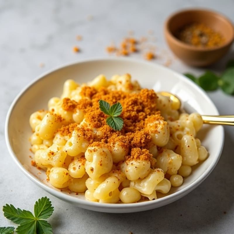 Baked Cauliflower Mac with Crispy Chickpea Crumbs