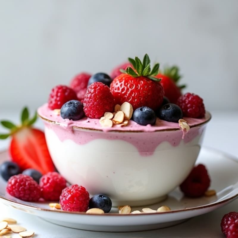 Silky Greek Yogurt with Protein Powder and Fresh Berries