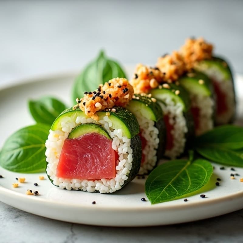 Fresh Tuna Avocado Roll with Cucumber Crunch