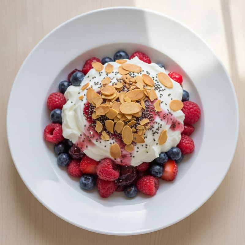 Greek Yogurt Protein Parfait with Mixed Berries