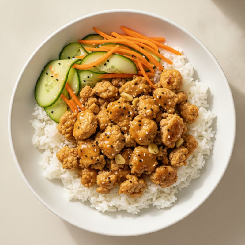 Sweet Korean Ground Turkey Rice Bowl