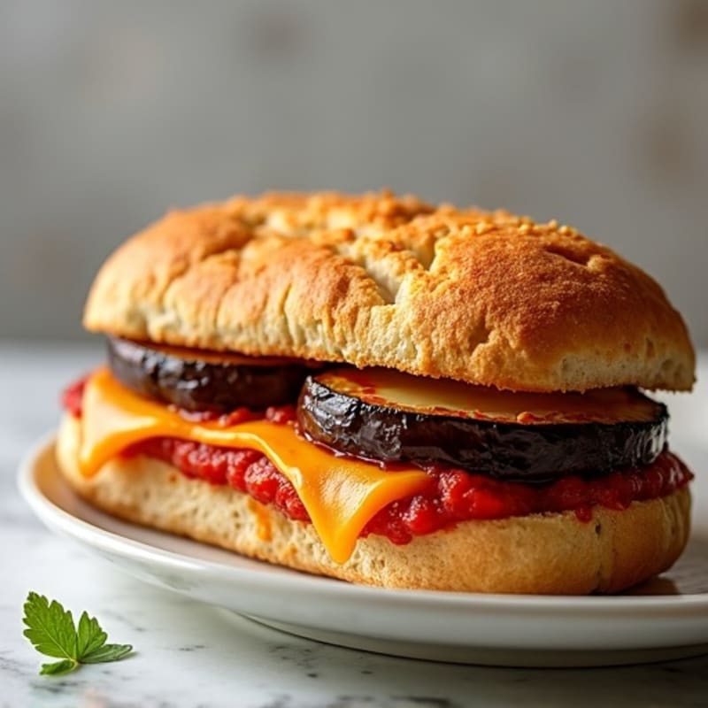 Crispy Baked Eggplant Parmesan Sandwich