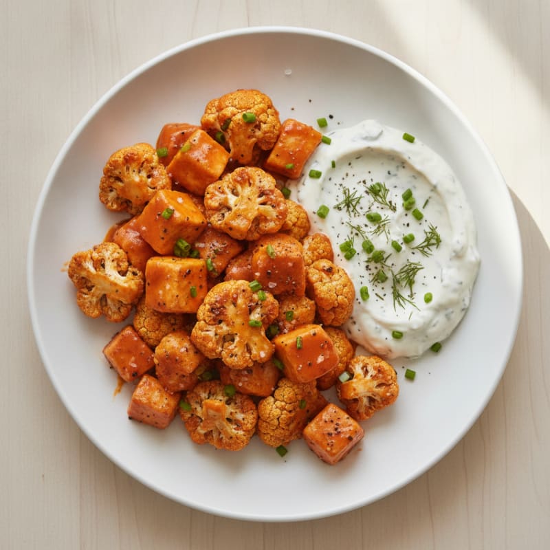 Buffalo Cauliflower Bites with Ranch Dip