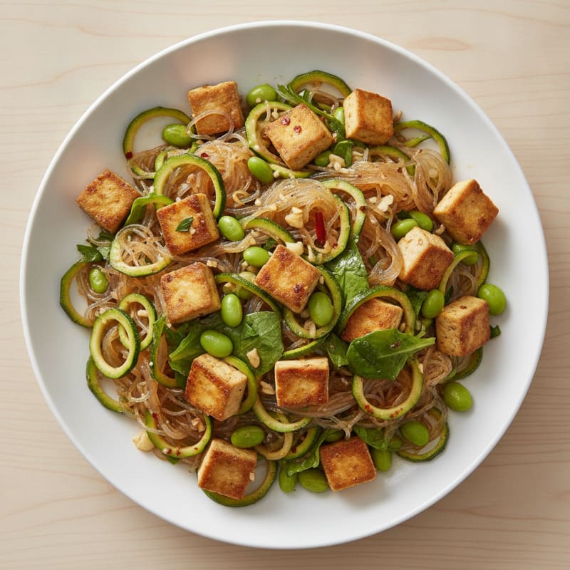 Tofu Edamame Glass Noodle Salad