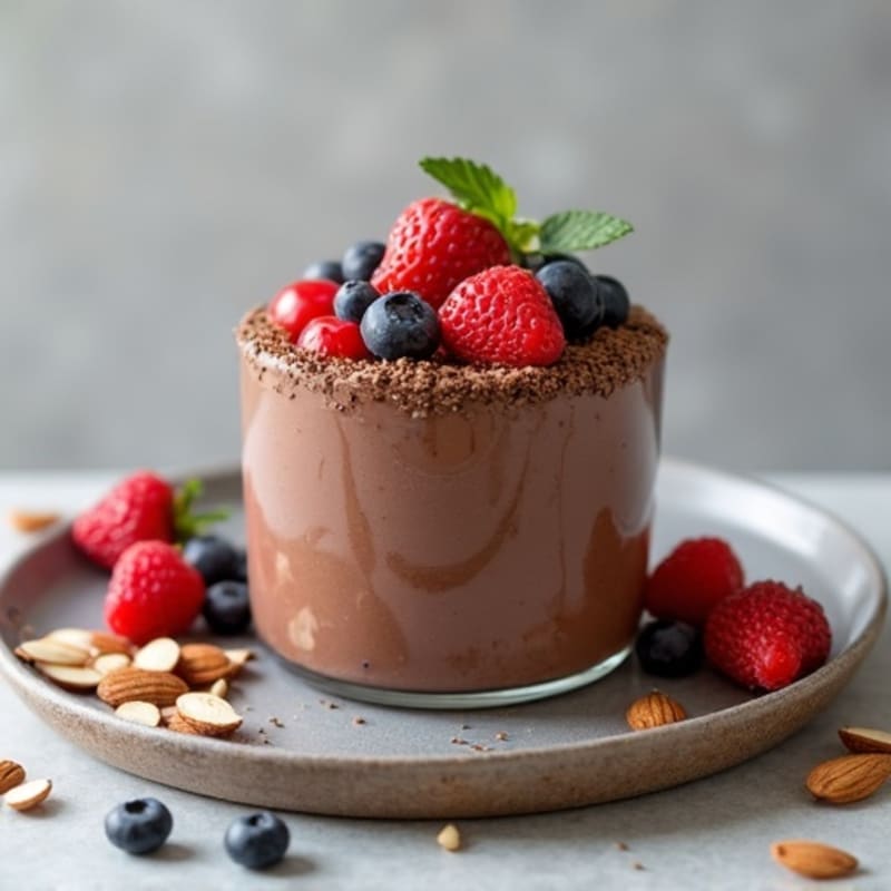 Silky Chocolate Protein Pudding with Mixed Berries