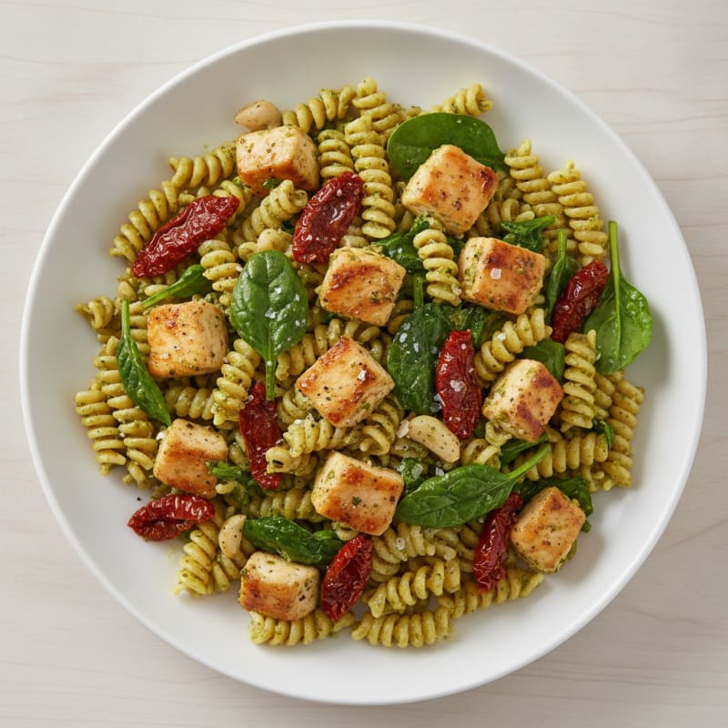 Pesto Chicken Pasta with Sun-Dried Tomatoes