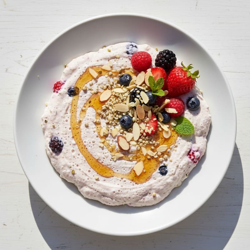 Silky Cottage Cheese and Mixed Berry Protein Mousse