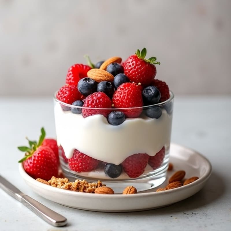 Creamy Greek Yogurt Parfait with Mixed Berries and Toasted Almonds