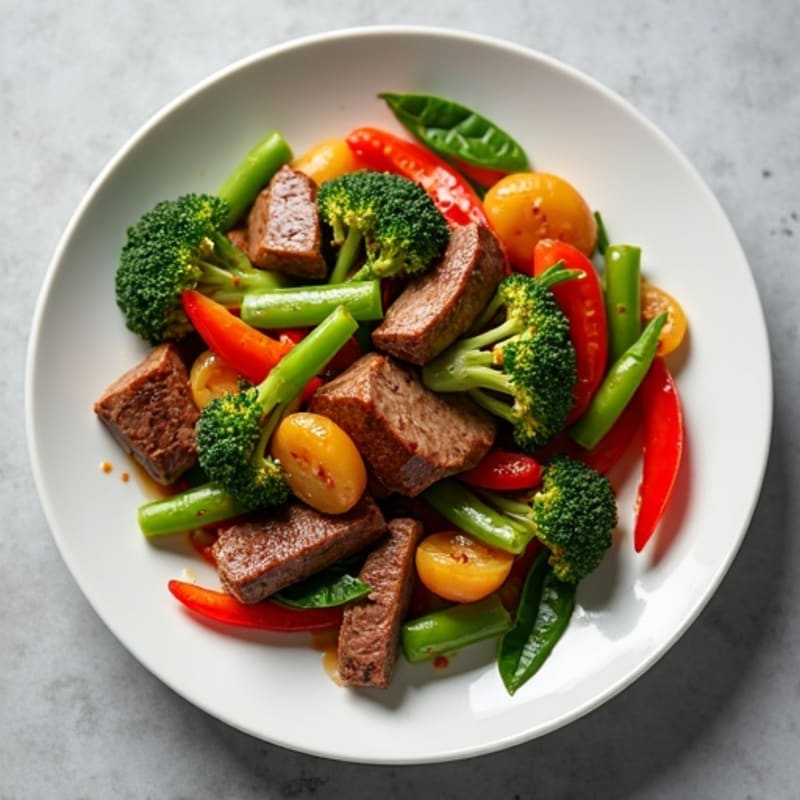 Ginger-Garlic Beef Stir Fry with Crispy Vegetables