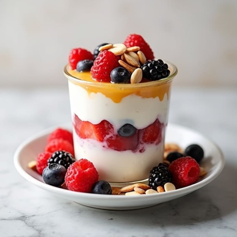 Creamy Greek Yogurt Parfait with Almonds and Berries