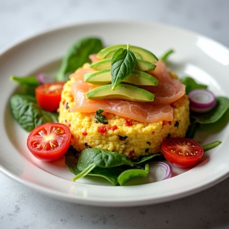 Egg White Veggie Scramble with Smoked Salmon
