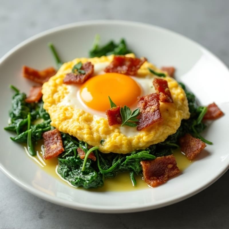 Egg White Scramble with Spinach and Turkey Bacon