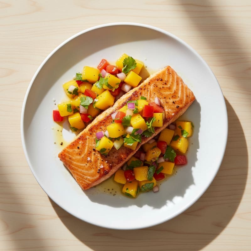 Golden Pan-Seared Salmon with Zesty Mango Salsa