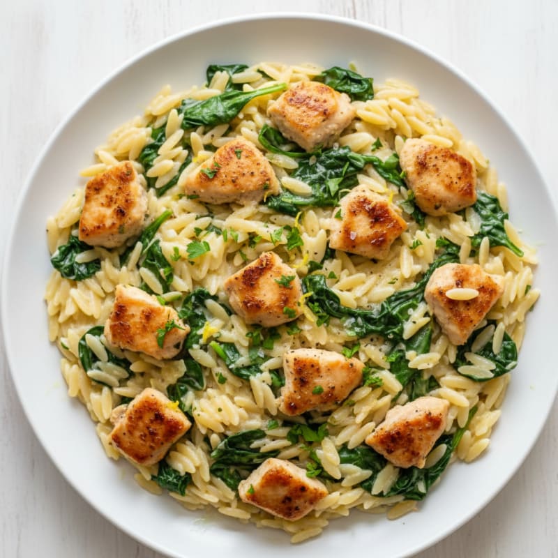 Creamy Lemon Chicken Orzo Skillet