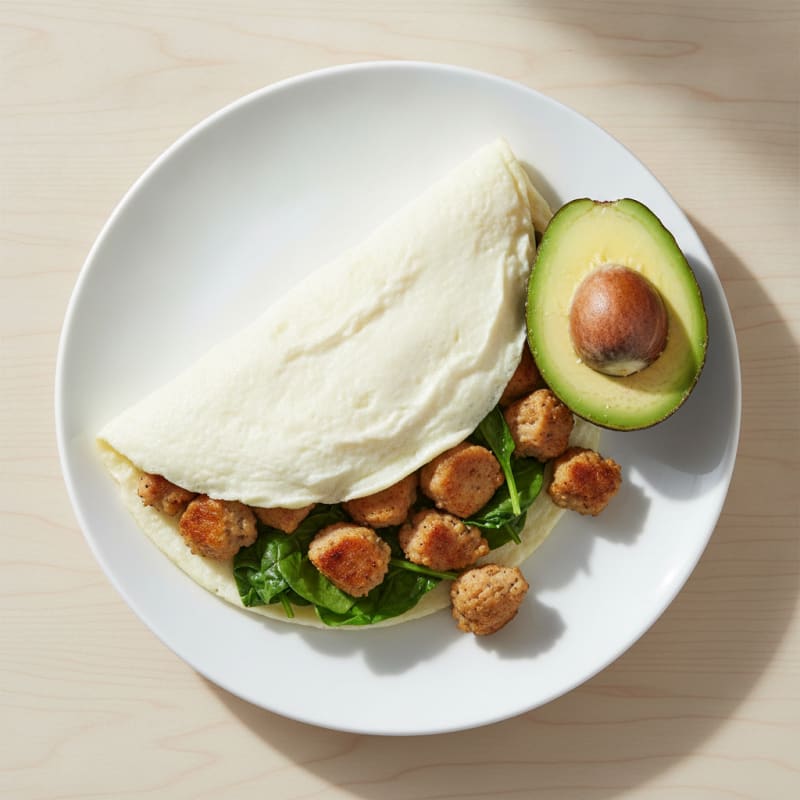 Egg White Spinach Omelette with Turkey Sausage