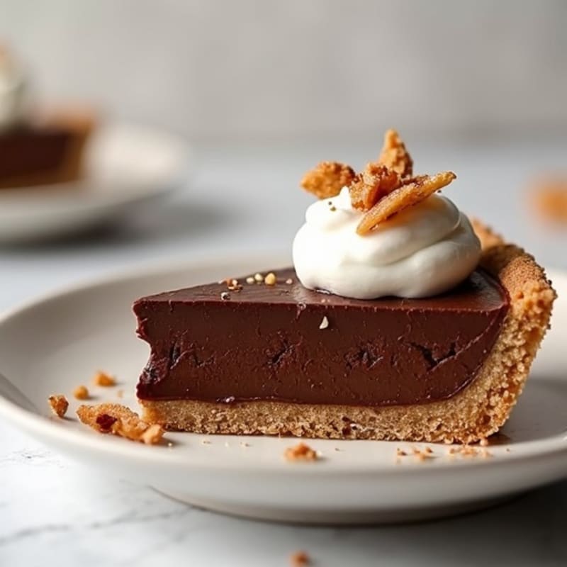 No-Bake Dark Chocolate Peanut Butter Protein Pie