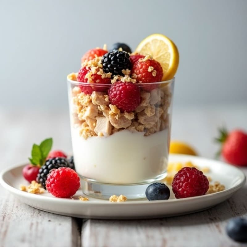 Greek Yogurt Protein Parfait with Chopped Chicken and Berries