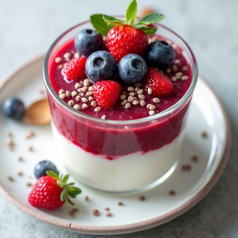 Silky Greek Yogurt with Mixed Berries and Chia Seeds
