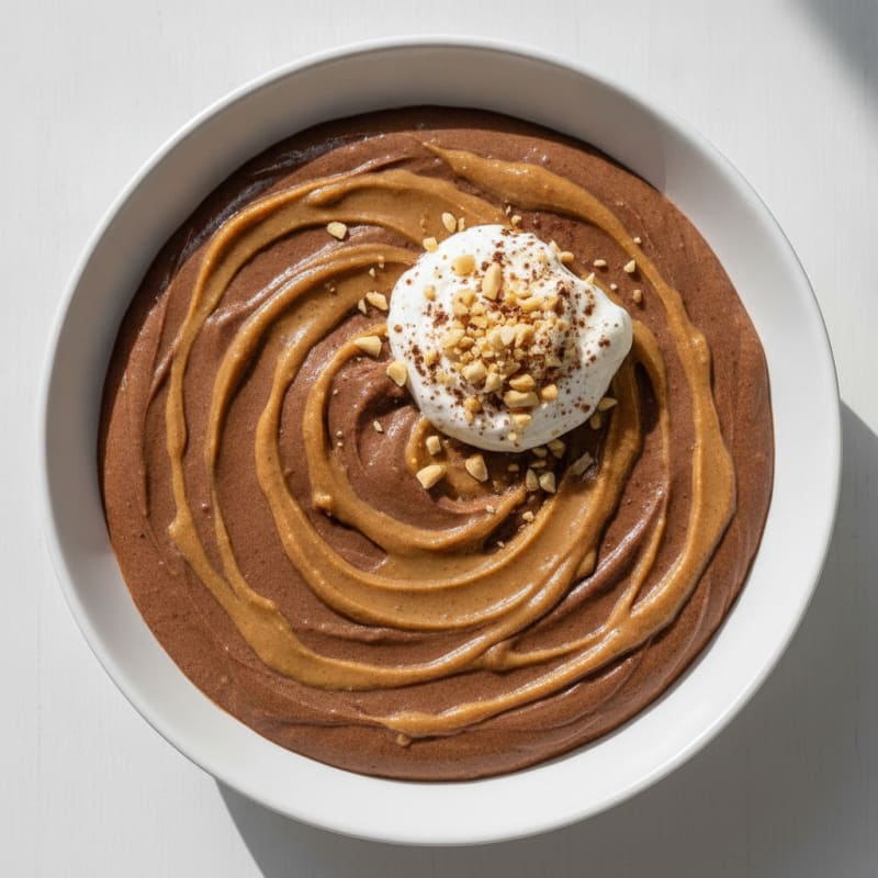 Silky Chocolate Protein Pudding with Peanut Butter Swirl