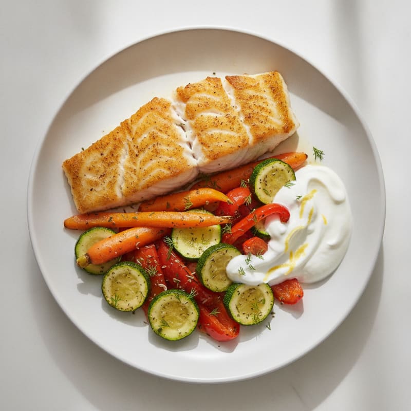 Pan-Seared Fish with Herb-Roasted Vegetables