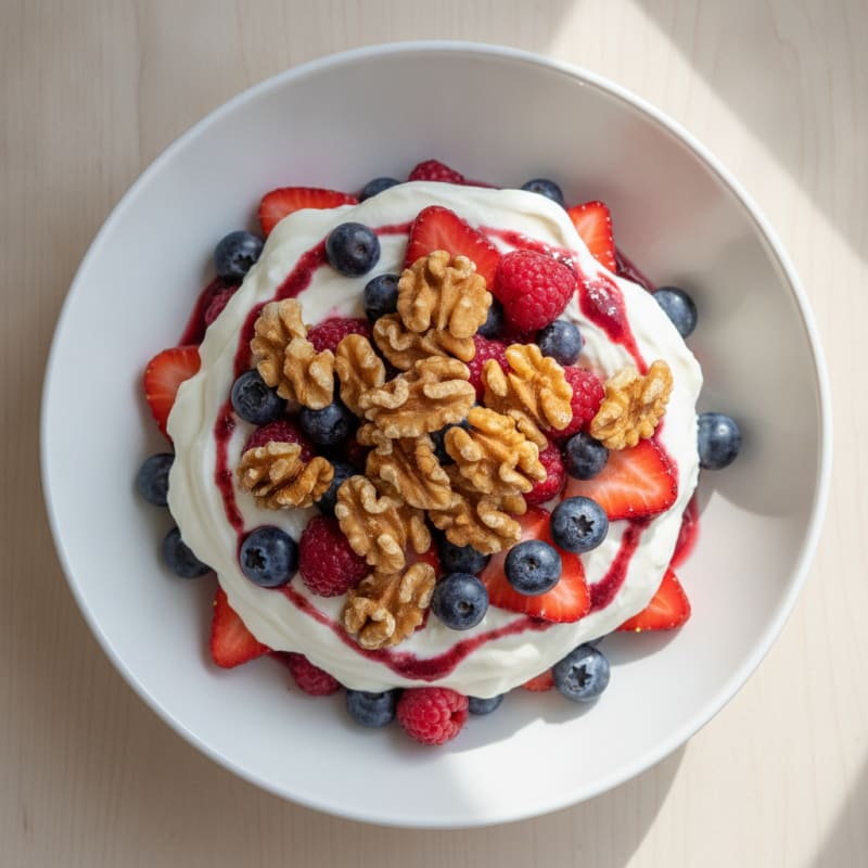 Greek Yogurt Protein Parfait with Mixed Berries