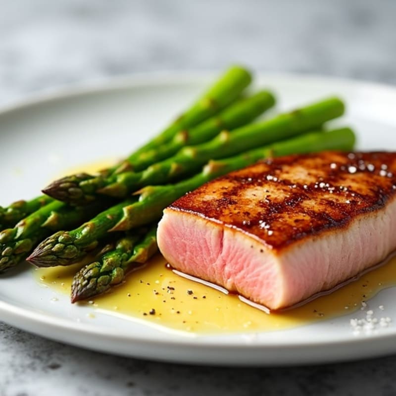 Seared Tuna Steak with Roasted Asparagus