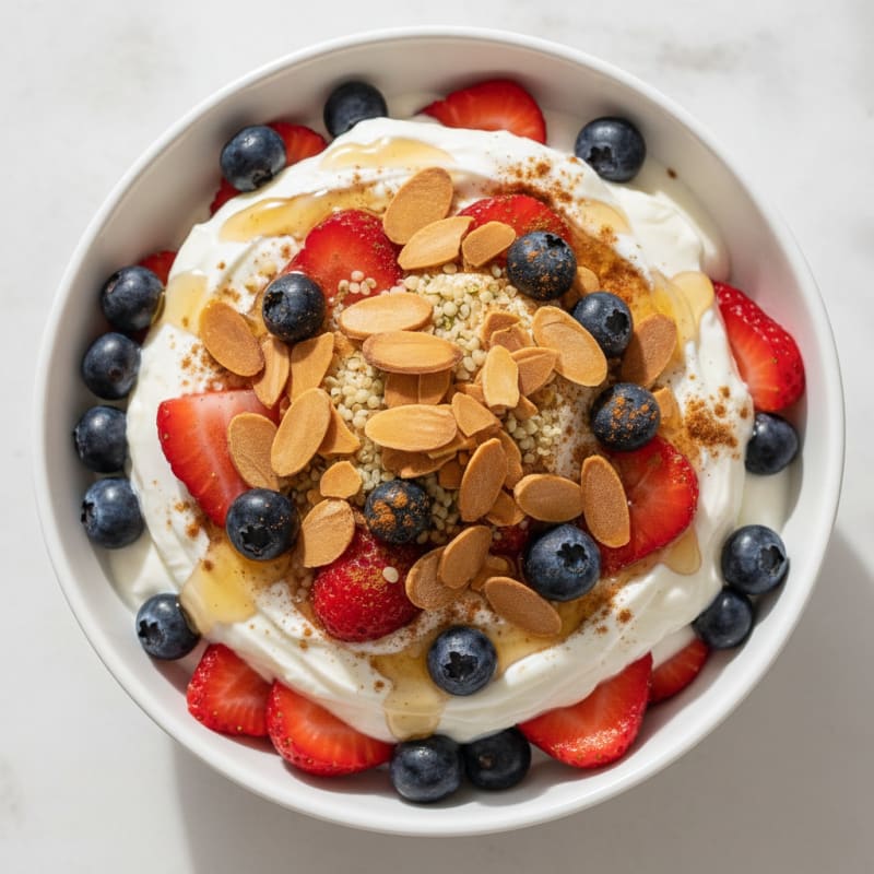 Yogurt Parfait with Mixed Berries and Almonds